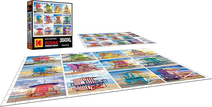RoseArt - Kodak Premium - Lifeguard Huts - 350 Piece Jigsaw Puzzle for Adults