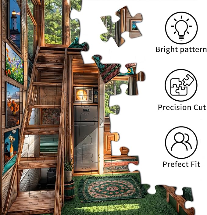 Forest House Puzzles for Adults 1000 Pieces, Letters on Back, Hard Difficult Challenging, Precise Interlocking Pieces, Home Wall Decoration & Ideal Gift