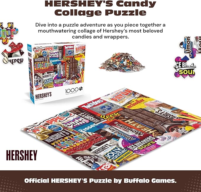 Buffalo Games - Hershey's Sweet Collage 1000 Piece Jigsaw Puzzle for Adults Colorful Candy Image Made in USA