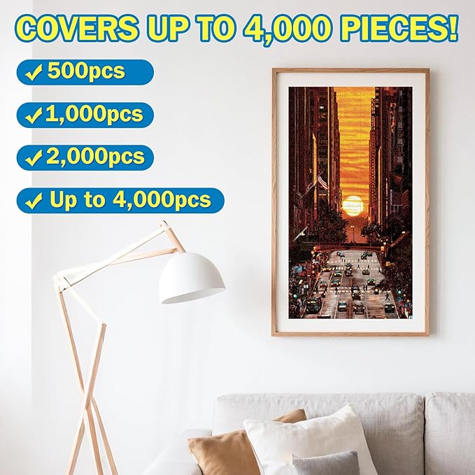 Jigsaw Puzzle Glue with Sponge Tip & Squeegee – Clear, Fast-Drying Puzzle Sealer for 1000/3000/5000 Piece Puzzles – Non-Toxic Adhesive for Paper & Wooden Jigsaw Puzzles – 200ML x 2 Pack