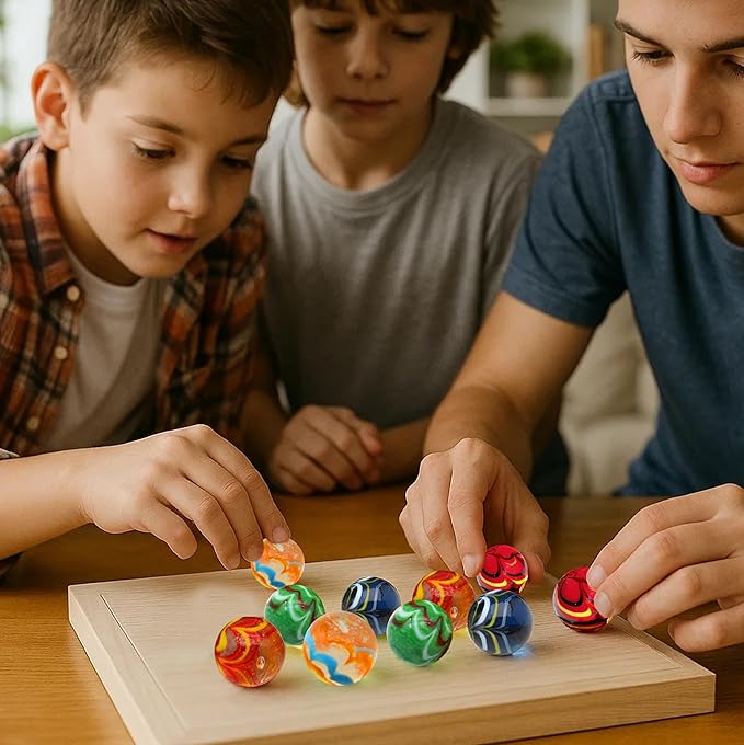 ARSUK Large Glass Shooter Marbles for Decoration 25mm/1 inch 10pcs Assorted Colour Marble Game, Marble Run Accessories Learning and Recreational, Sports & Outdoor Play (10pcs Handmade Marbles)