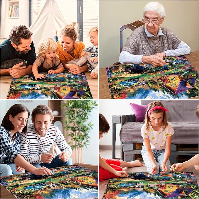 500 Piece Puzzles for Adults,Beautiful Country Cottage Jigsaw Puzzle for Adults Seniors,Recycled Cardboard Dogs Cat Puzzle 500 Piece,Family Activity Great Gift for Family Friends 20.5 * 15 inch
