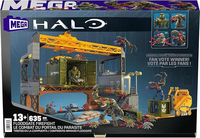 MEGA Halo Infinite Toys Building Set for Kids, Floodgate Firefight with 634 Pieces, 4 Poseable Micro Action Figures and Accessories, Gift Ideas