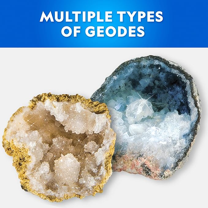 National Geographic Break Open 15 Premium Geodes for Kids - Science Kit with Goggles, Detailed Learning Guide, 3 Display Stands, Great STEM Science Toy & Educational Gift, Easter Basket Stuffers