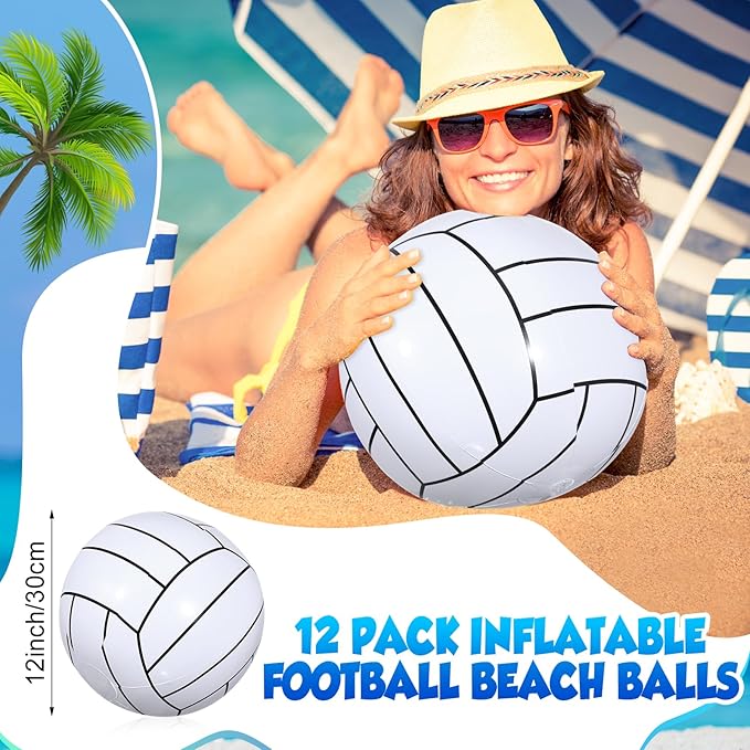 Chivao 12 Pack 16 Inch Volleyball Beach Ball Inflatable Beach Ball Giant Pool Toys Blow up Swimming Pool Water Toys for Summer Indoor Outdoor Water Games Themed Birthdays Party Favor