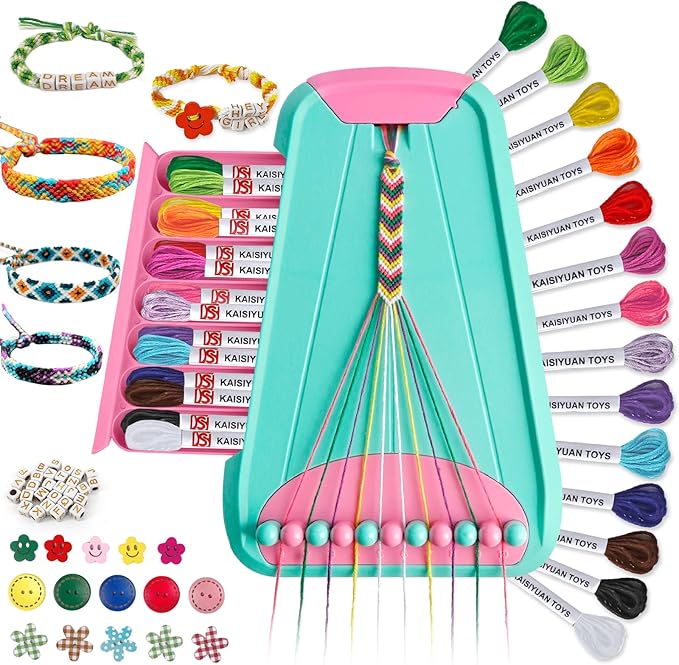 Friendship Bracelet Making Kit for Girls Ages 8-12, Kids Jewelry Making Kit with 28 Pre-Cut Threads and Letter Beads, Arts and Crafts for Kids, Birthday Easter Gifts for 6 7 8 9 10 11 12 Year Old