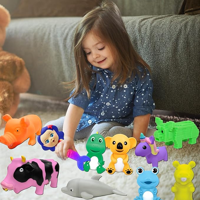 Animolds Baby Squeaky Toy Squeeze Party Favors Toys for Boys Novelty Toys & Amusements Screaming Rubber Gag Gifts Small Animal Toys Funny Dog Toys 6-8In Baby Sensory Toys 2PK(Squeeze Me Froggy 2PK)