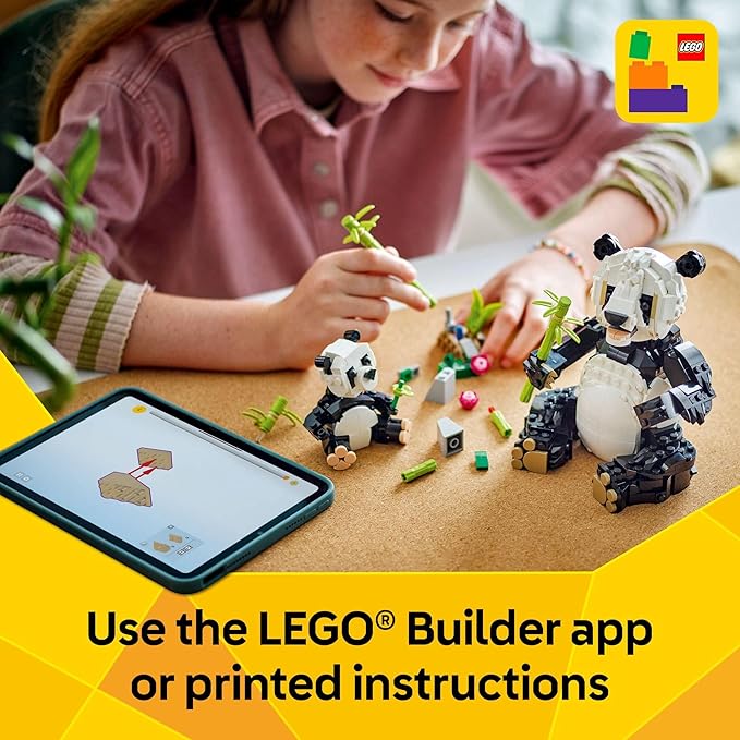 LEGO Creator 3 in 1 Wild Animals Panda Family - Building Toy Kit for Kids with 3 Building Options, Panda, Penguin, or Orca - 8 Year Old Girl & Boy Birthday Gifts - 31165