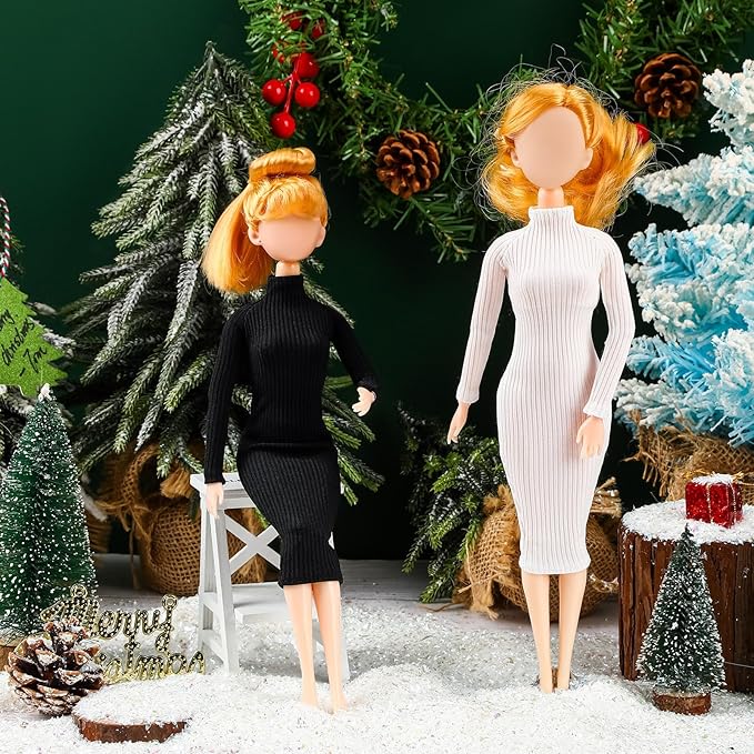 UPINS 4 Pieces 11.5 Inch Doll Clothes Girl Accessories Winter Sweaters Dress Doll Clothing Dolls Outfits for Girls Birthday Gifts Pretend Play Decor