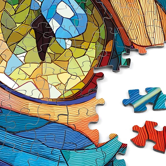 Rocorose Stained Glass Cat Jigsaw Puzzle for Adults, 1000 Pieces Pretty Kitten Art Puzzles Challenging Cute Colorful Animal Puzzle for Game Nights Home Decor