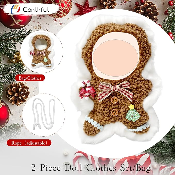 17cm/15cm Doll Clothes,Christmas Bag Outfit Set,Christmas Bag Accessories,Stylish Clothes Set Dress Up (No Doll) (Brown+White)