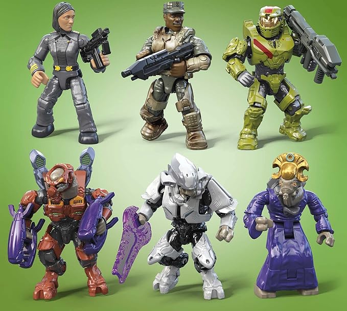 MEGA Halo Action Figure Building Toys Set, 20th Anniversary Character Collector Pack with 352 Pieces, 20 Poseable Articulation Figures, Kids or Adults