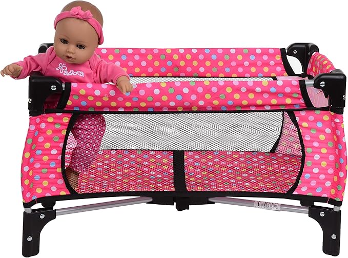fash n kolor 4 Piece Doll Play Set, Includes - 1 Pack N Play. 2 Doll Stroller 3.Doll High Chair. 4.Infant Seat, Fits Up to 18'' Doll (4 Piece Set)
