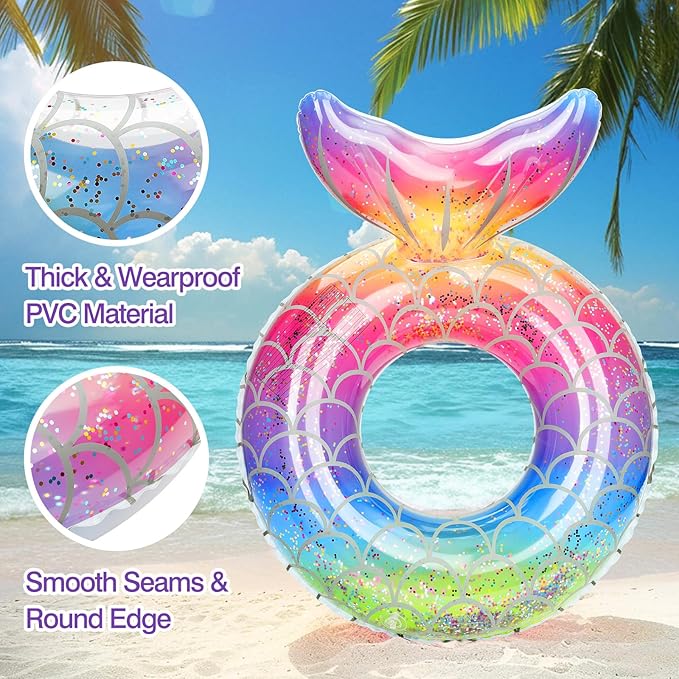 MoKo Inflatable Swimming Ring, Cute Pool Float Tube Decorations Swim Tubes Outdoor Pool Beach Water Floats Party Supplies Floaties