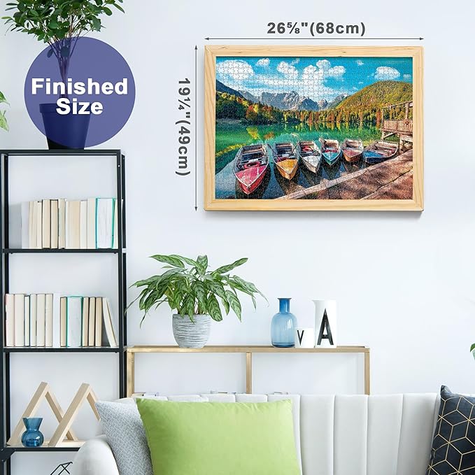 BenBen 1000 Piece Puzzle for Adults, Jigsaw Puzzles with Letters on Back, Fusine Lake, Challenging Puzzle for Game Night Home Décor