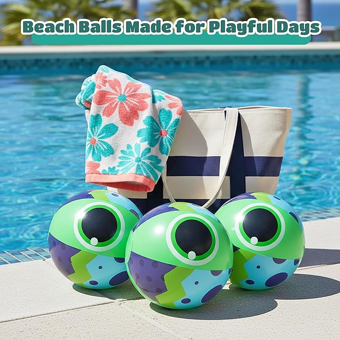 12 Pack Beach Ball Set, Reusable Colorful Inflatable Ball with Vacuum Storage Bag for Pool Party, Beach Games