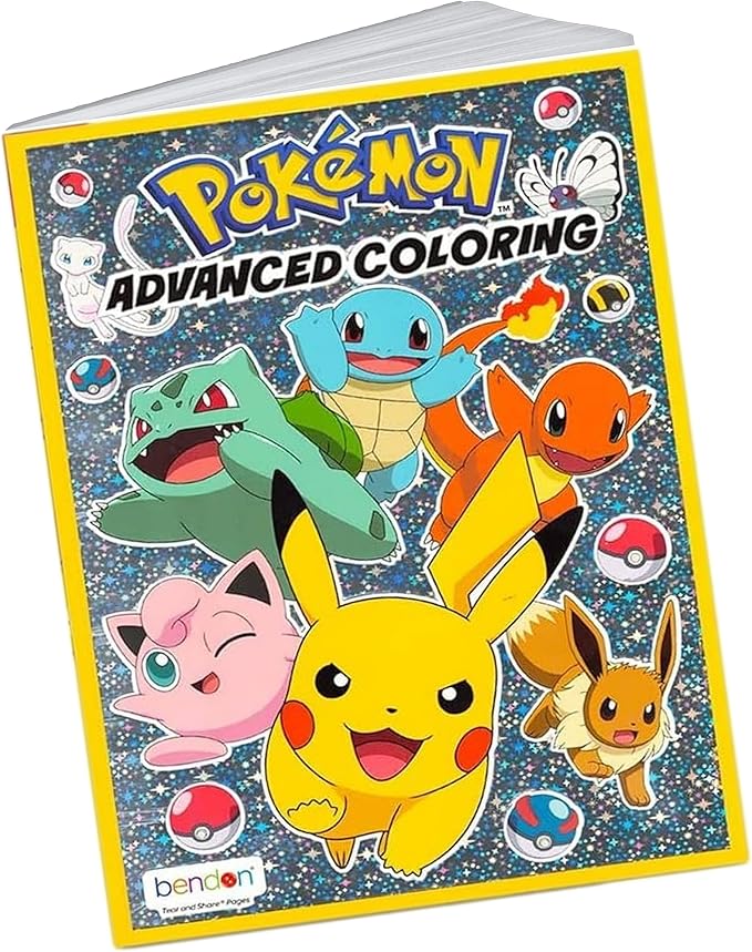 Bendon Pokemon Advanced Coloring and Stickers Activity Set with Pokeman Advanced Coloring Book, Sticker Book, Pokeman Reward Stickers, 2-Sided Door Hanger