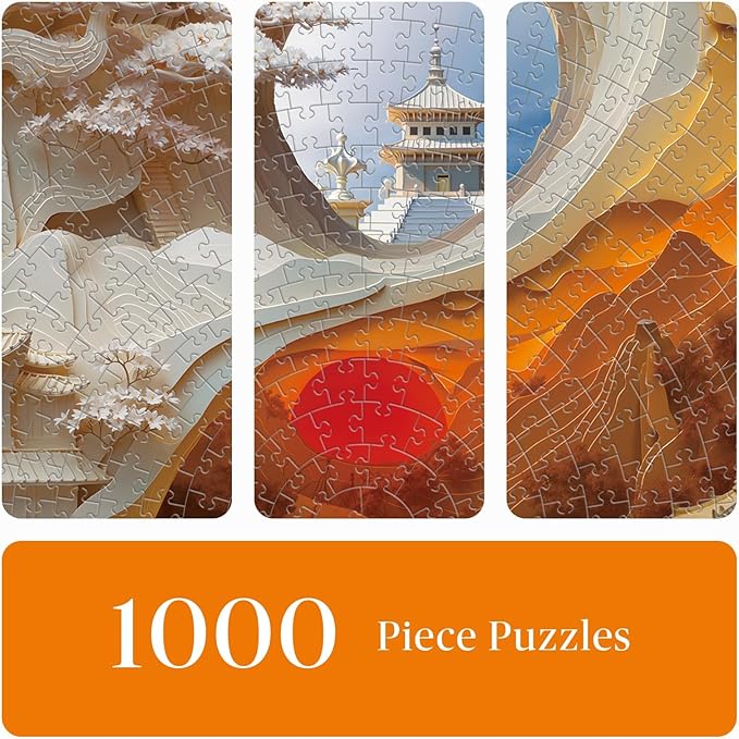1000 Piece Round Jigsaw Puzzle for Adults - Harmony of Yin & Yang 26.6in Diameter Circular Brain Challenge & Zen Home Decor for Mindful Relaxation
