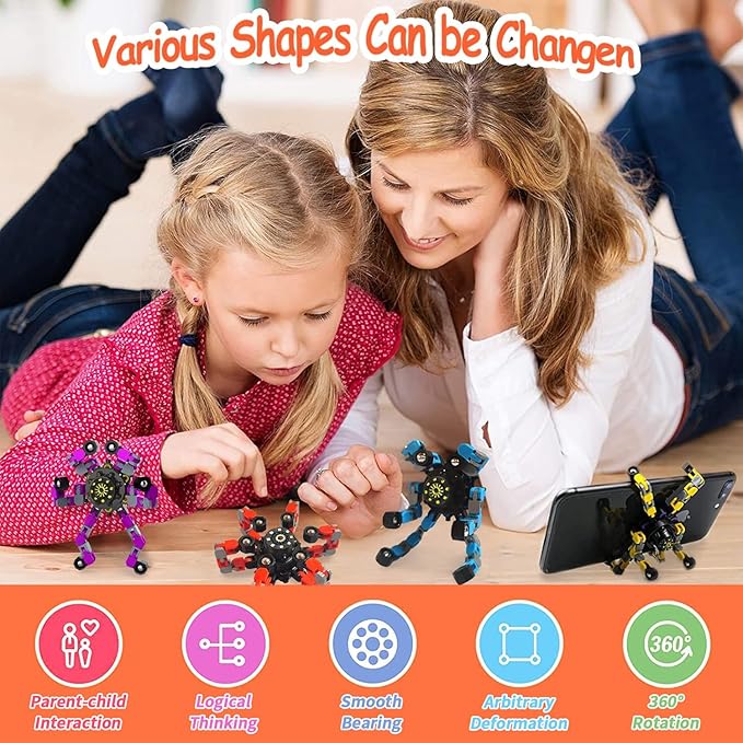 Transformable Fidget Spinners 36-Pack – Sensory Toys for Kids & Adults with ADHD, Autism, Anxiety Relief, Easter Gifts
