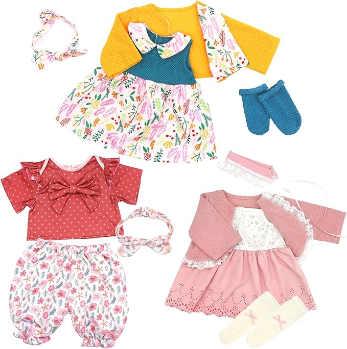 Reborn Doll Clothes for 20-22 Inch Dolls, 3-packs 20 Inch Doll Clothes Accessories with Coat, Headband Socks