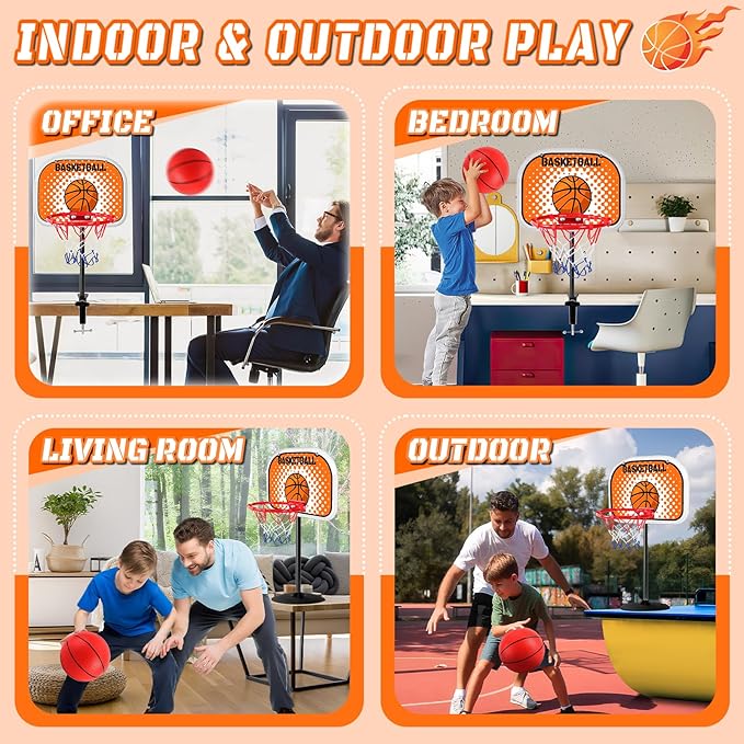 Indoor Basketball Hoop,Mini Tabletop Basketball Hoop Set with Two Balls, Mini Hoops for Desk Table Bed Office Bedroom Basketball Toys for Kids and Adults