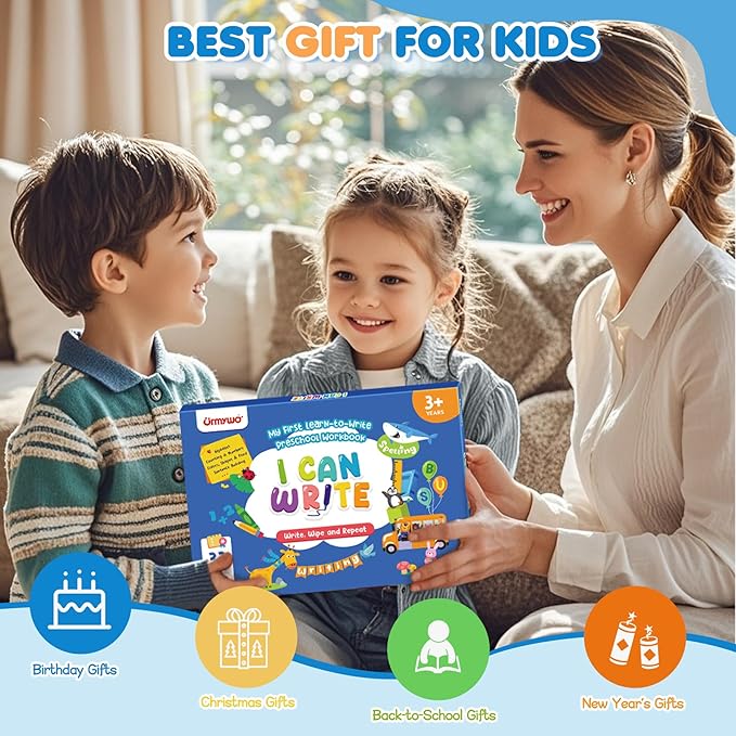 Preschool Learning Activities Kindergarten Workbooks, Toddler Alphabet Learning Educational Toys for 2 3 4 5 Year Old, Writing Practice Tracing Activity Books, Travel Toys,Learning Book Gifts for Kids