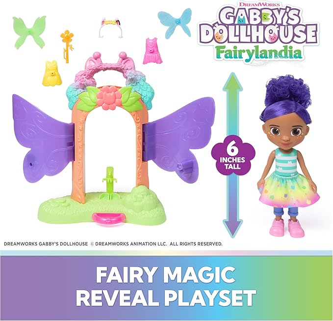 Gabby's Dollhouse Fairylandia, Fairy Magic Reveal Playset with Transforming Feature and Dollhouse Accessories, Kids Toys for Girls & Boys Ages 3 and Up