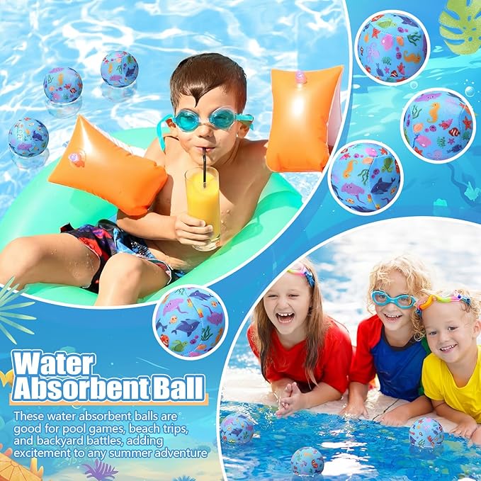Reusable Water Float Balls Pool Beach Toys for Outdoor Summer Activities 2 Inch Splash Water Small Absorbent Balls Bulk for Adult Swimming Beach Soaking Game Party
