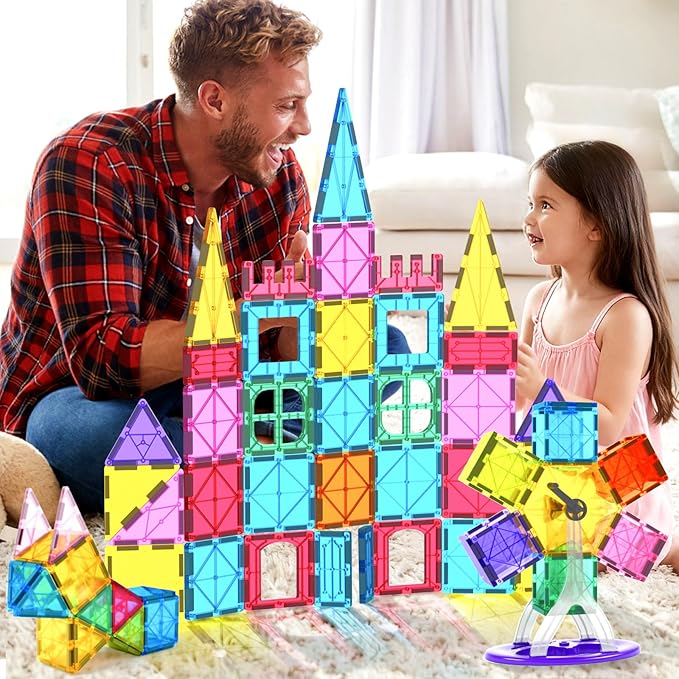 Jasonwell 57PCS Magnetic Tiles Building Blocks Set for Boys Girls Preschool Educational Magnet Construction Kit Stacking STEM Toys Christmas Birthday Gifts for Kids Toddlers 3 4 5 6 7 8 9 + Year Old