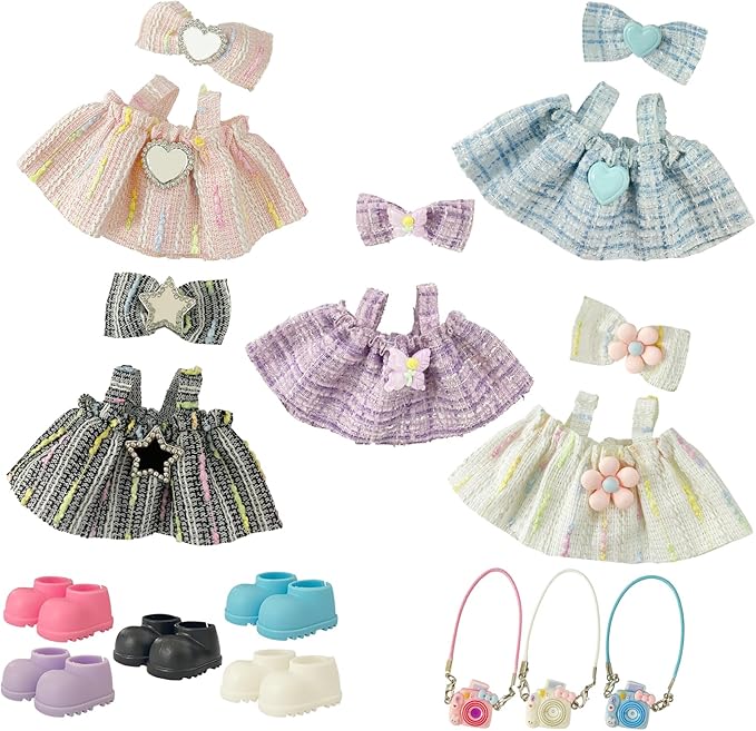 Ezcora Clothes for Doll, 6 Pack Doll Outfits for 17cm Doll, Perfect for Play and Display, Accessories for Doll's Collectors, (No Dolls) (Princess Dress)