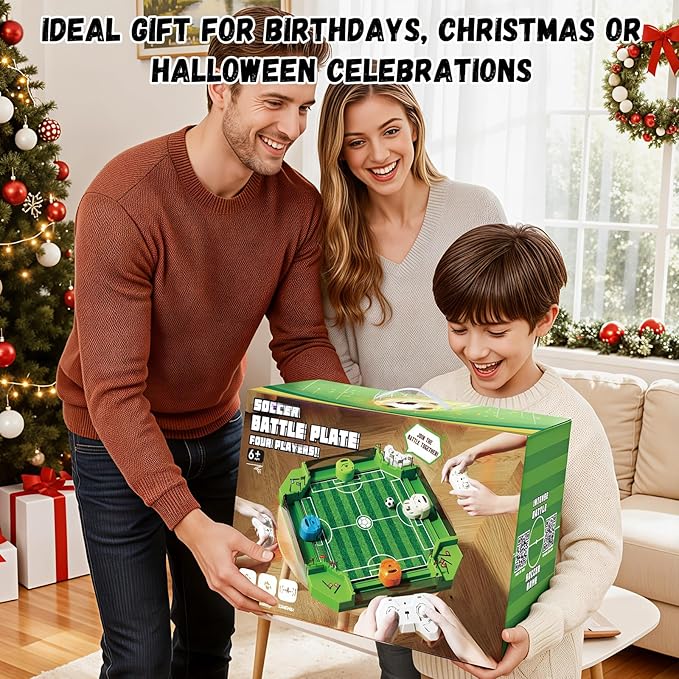 Remote Control Foosball Table Game, Mini Soccer Board Games with 3 Balls & 4 Remote Controllers, Football Tabletop Games Toy for Kids and Adults 3 4 5 6 7 8-12+Years Old - Gift for Boys Girls