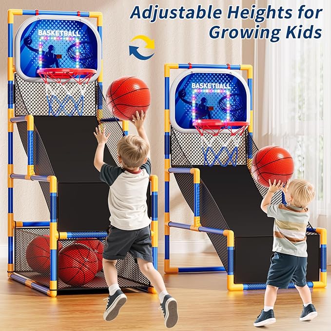 Arcade Basketball Game Set for Kids 3-12 Years Old, Kids Basketball Hoop with 4 Balls & Pump, Indoor Outdoor Sports Play Toys, Basketball Games Toys, for Boys Girls Teens