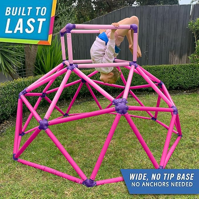Eezy Peezy Climber with Top - Active Indoor Outdoor Play Set Climbing Dome Equipment Toys - Fun for Kids Ages 3 to 6 Years Old, Pink