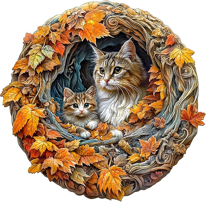 Wooden Puzzles for Adults, Mothers Day Puzzle-3D Cat Mom Wood Puzzles Adult, Unique Shaped Wooden Jigsaw Puzzle, Birthday Gifts for Friends/Family/Puzzle Lovers, Home Decor(S-8.5 * 8.3in 100pcs)