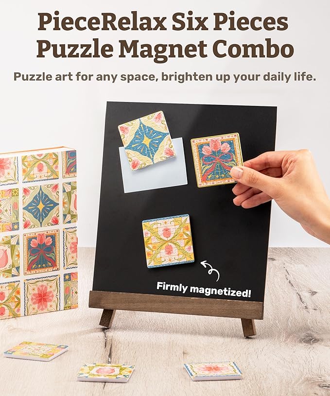 PieceRelax Magnet Puzzle for Adults 96 Pieces - Tulip Tile Unique Gift & Home Décor with Plastic Jigsaw Puzzle [D1601]