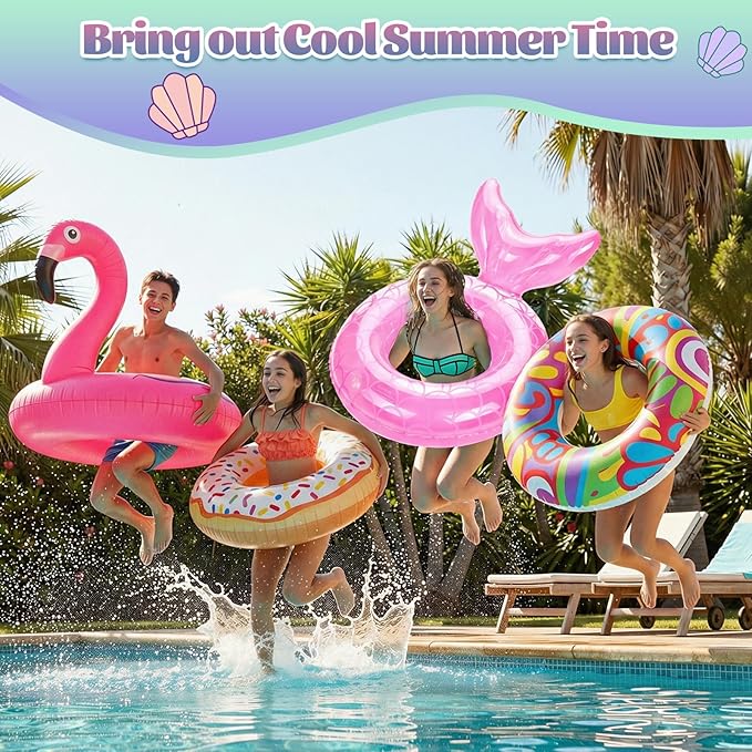 MoKo Inflatable Swimming Ring, Cute Pool Float Tube Decorations Swim Tubes Outdoor Pool Beach Water Floats Party Supplies Floaties