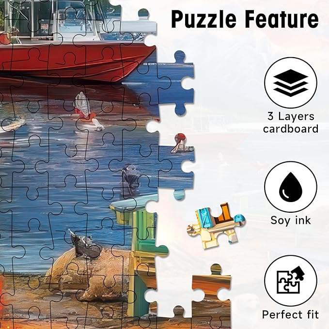 500 Piece Puzzles for Adults, Fall Landscape Jigsaw Puzzle with Letters on Back, Cardboard Puzzle with Lake, Mountain Cabin & Dogs, Challenging Puzzles for Game Nights, Home Decor,Birthday Party Gift
