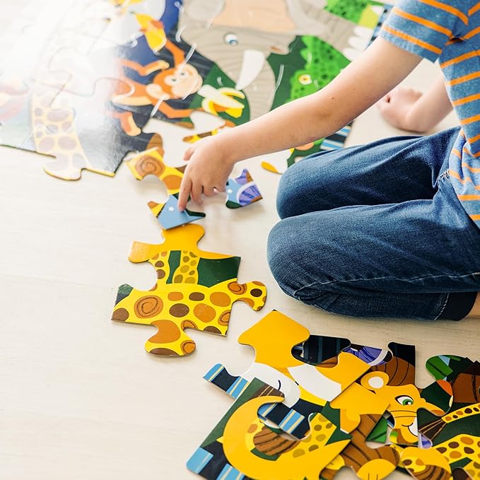 Melissa & Doug Safari Social Jumbo Floor Puzzle (24 Pieces, 2 x 3 Feet), Jigsaw Puzzle for Preschoolers and Kids Ages 3+ - FSC Certified
