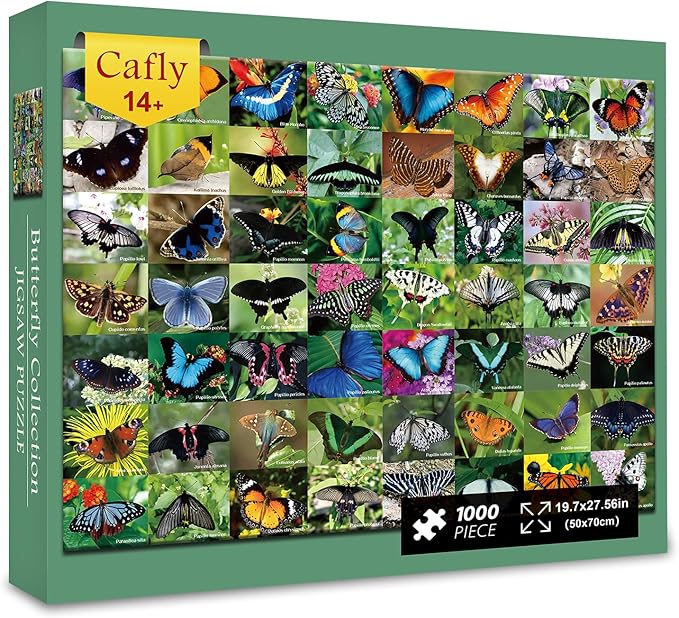 Butterfly Puzzles Jigsaw for Adults 1000 Pieces - Challenging Fun Puzzles Stunning Art Wall Decor, Pretty Puzzle for Women, Gift Butterfly Collection C0835