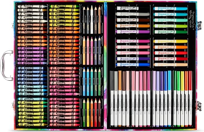 Crayola Inspiration Art Case Coloring Set - Tie-Dye (140ct), Essential Easter Basket Stuffers, Art Supplies Set For Kids, Travel Drawing Kit, Gift for Girls & Boys, Ages 5+ [Amazon Exclusive]