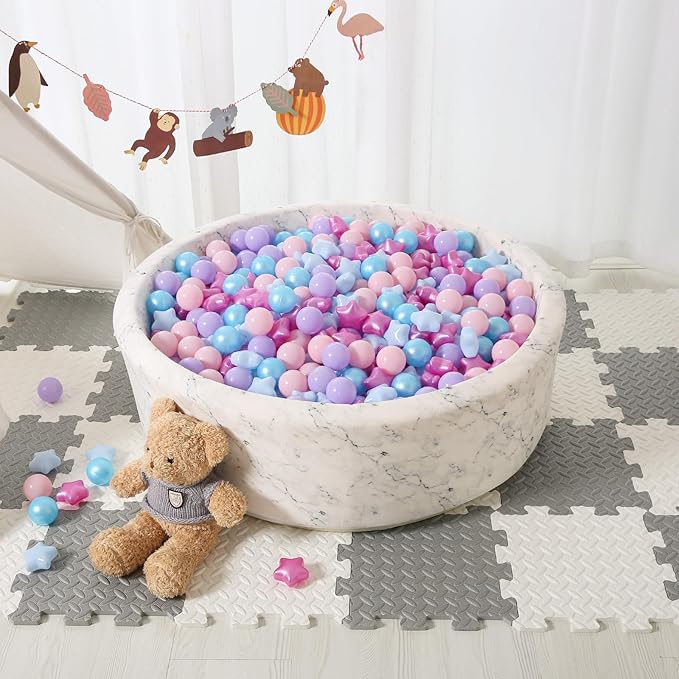 STARBOLO Ball Pit Balls - 200pcs Crush Proof Plastic Children's Toy Balls Macaron Star Balls for Birthday Party Christmas Water Toy Indoor Outdoor