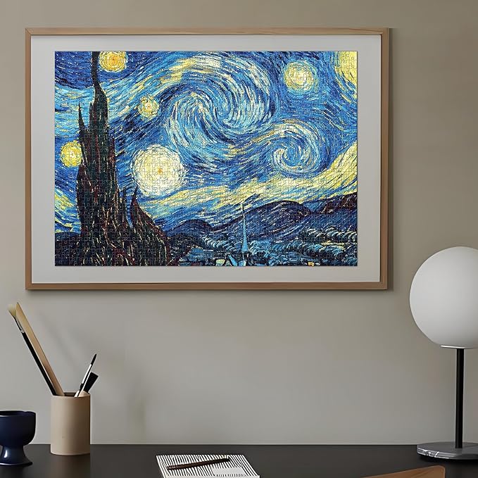 1000 Piece Jigsaw Puzzles for Age 14+, Fine Art Challenging, Starry Night 1000Pcs Puzzle, Family Game Gift, Size 27"x20"