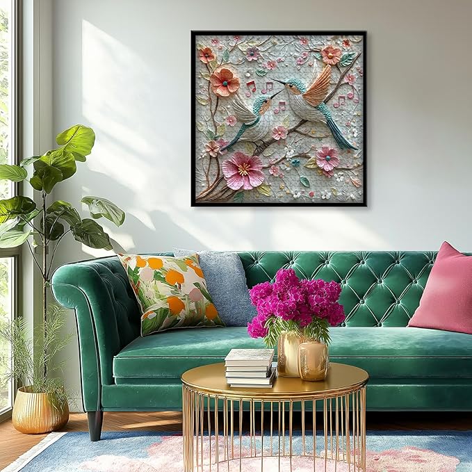 Songbird Puzzle for Adults 1000 Pieces, Birds Flower Garden Relief Art Puzzle, Nature Floral Animal Jigsaw Puzzle Challenge