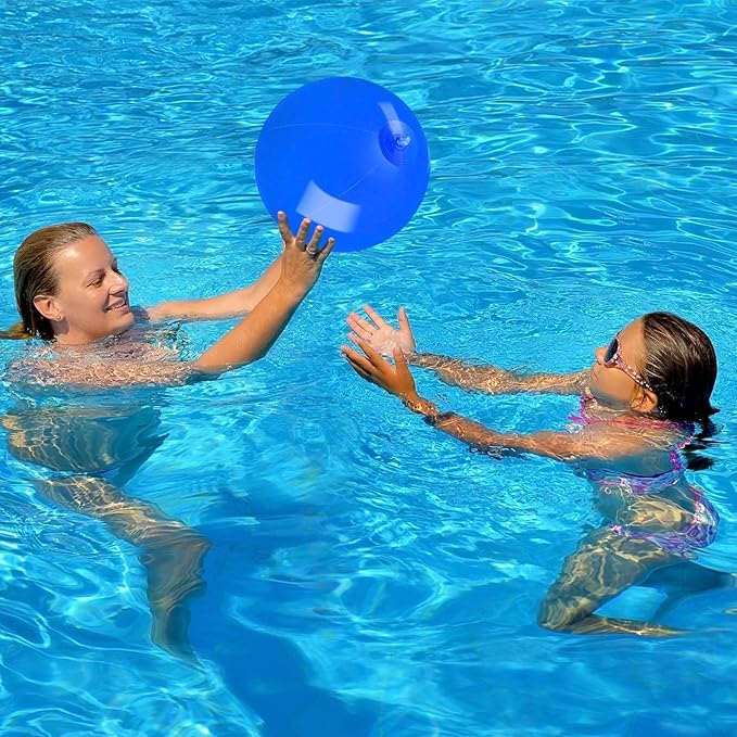 10 Pack Blue Beach Ball - 12 Inch Blow Up Beach Ball Party Supplies for Kids, Inflatable Floating Balls for Summer Pool Parties, Outdoor Activities & Birthday Decorations(Blue)