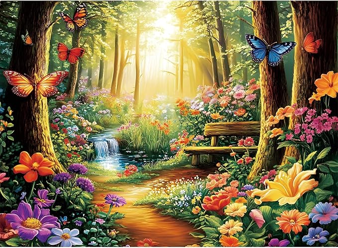 500 Piece Jigsaw Puzzle for Adults, Forest Butterfly Jigsaw Puzzle 500 Piece Forest Jigsaw Puzzles for Adult Butterfly Puzzles for Adults - Challenging Family Activity Gift 20.5 x 15 Inch
