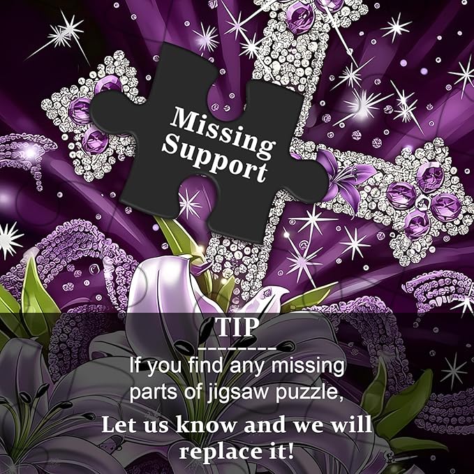 Cross Flowers Puzzle for Adults 1000 Pieces, Christian Easter Puzzles Purple Lilies, Religious Faith Jigsaw Puzzle Floral Art, Easter Catholic Wall Decor
