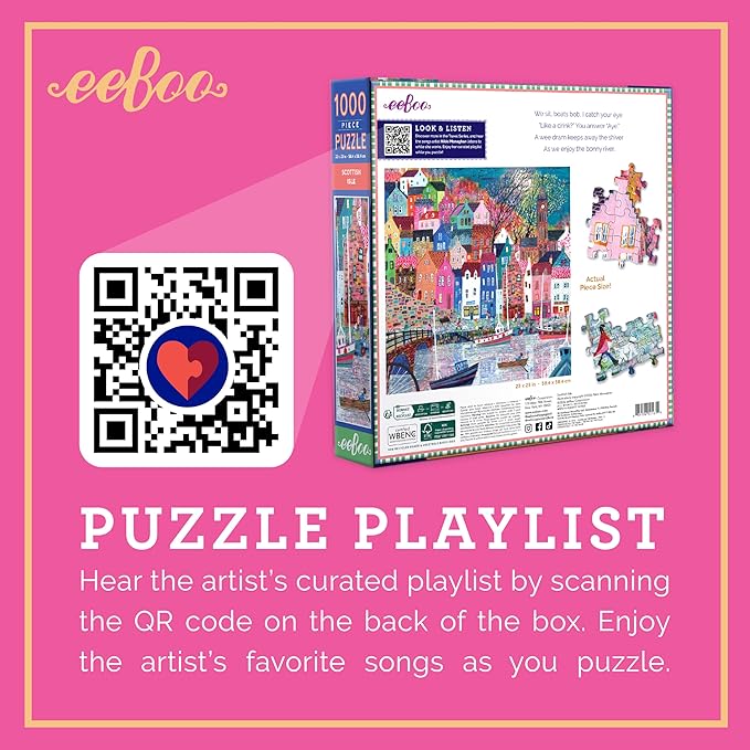 eeBoo 1000 Piece Puzzle - Scottish Isle Jigsaw Puzzle for Adults, Square 23" x 23" Made with Recycled Board & Vegetable-Based Ink