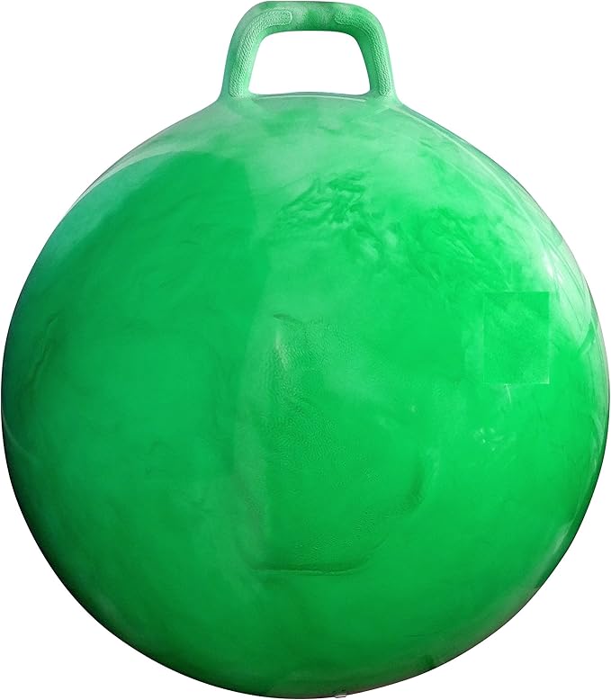 AppleRound Hippity Hoppity Hopball with Pump – Bouncy Exercise Ball with Handle for Teens & Adults, 28 Inch / 70 cm for Ages 13+, Cloud Colors (Green)