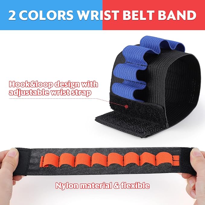 Dart Holders Fit for Nerf Gun Bullets, 24 Pcs Gun Party Supplies Toy Gun Accessories Ammo Wristband for Kids EVA Soft Bullets Wrist Belt Band Strap Compatible with Nerf N-Strike Blaster Gun (No Darts)