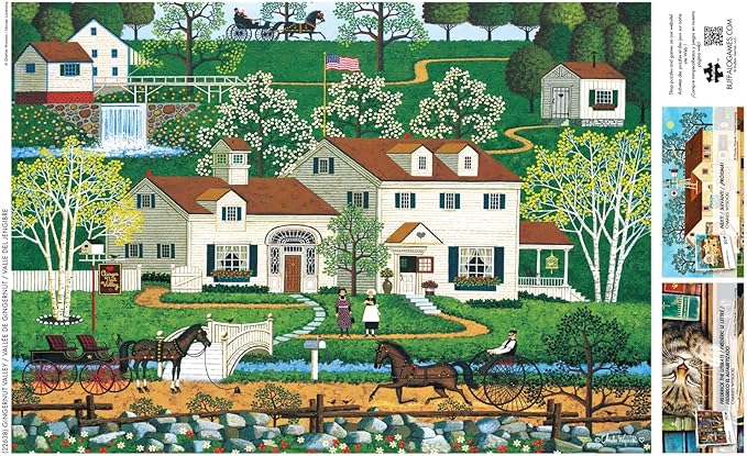 Buffalo Games – Gingernut Valley - Charles Wysocki - 300 Oversized Piece Jigsaw Puzzle  Large, Oversized Shapes - Great for Adults, Seniors, Family, Kids, Easy to Grip